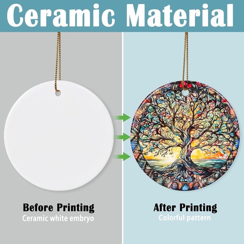 Touber Stained Ceramic Tree of Life Ornament - Christmas Decorations for Office, Room, Home - Holiday Present Ideas - Image 2